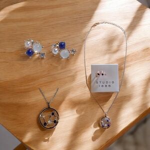 New studio 1886 avon zodiac constellation necklace and earring gift set leo